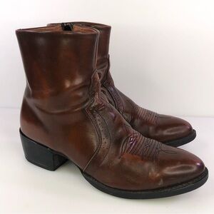 Road Wolf Men’s Master 1084 Brown Western Side Zipper Half Boots Size 8M